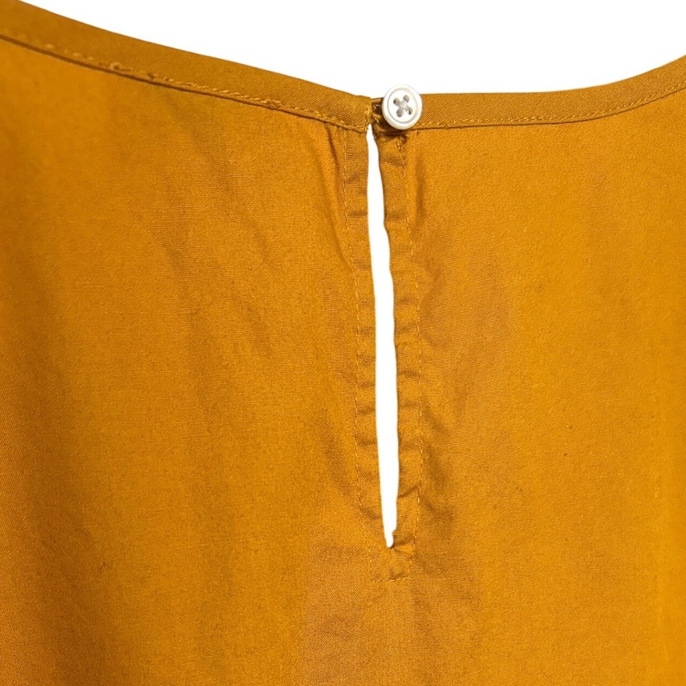 J. Crew Embroidered Flutter Sleeve Blouse Stretch Cotton Poplin Rough Amber Sz M - Picture 6 of 8